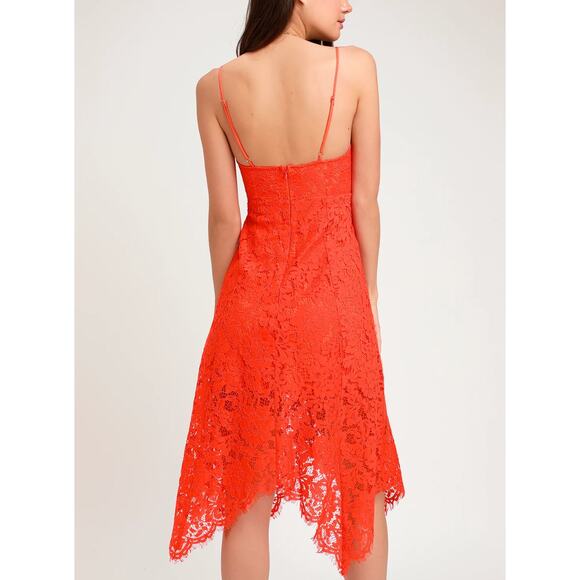 NWT Lulus One Wish Orange Lace Sleeveless Midi Dress Size Extra Large - Picture 6 of 12